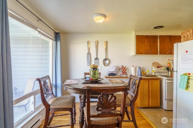 dining room with light hardwood / wood-style flooring