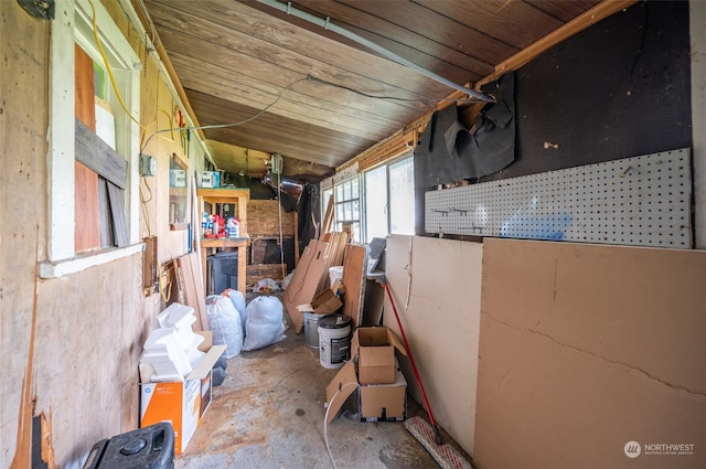 miscellaneous room with wooden ceiling