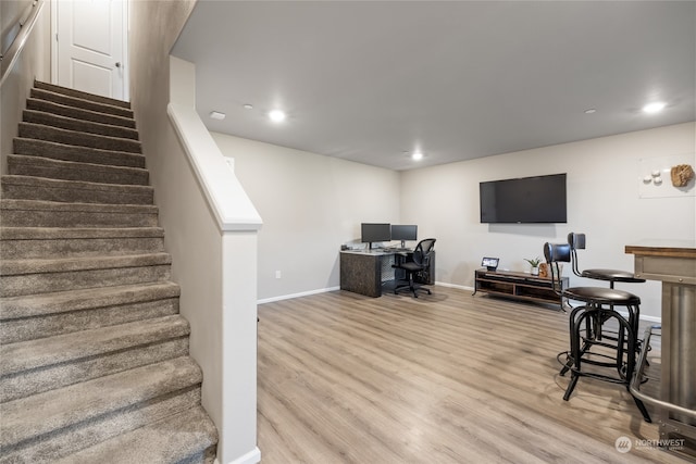 living room featuring light hardwood / wood-style floors