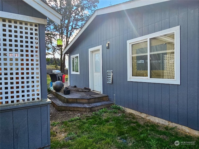 view of home's exterior featuring a deck