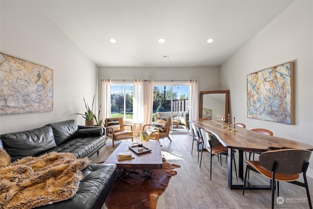 131 Sonoma Pl, Walla Walla, WA 99362 - living area with visible vents, recessed lighting, vaulted ceiling, and wood finished floors