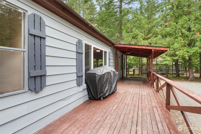 deck featuring area for grilling