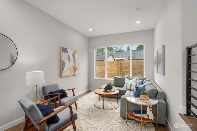 living room featuring wood-type flooring