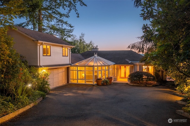 view of front of house with a garage