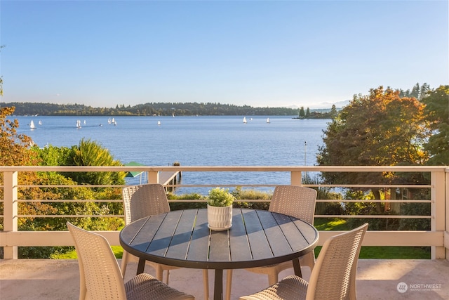 balcony with a water view