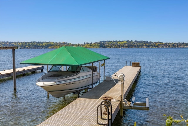 dock area featuring a water view