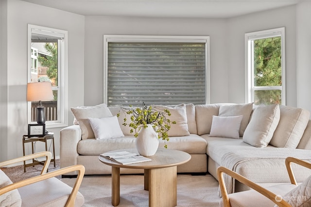 living room featuring plenty of natural light