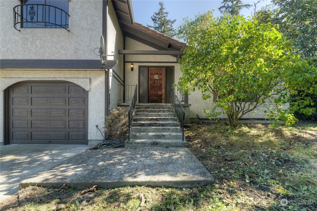 entrance to property with a garage