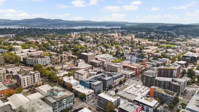 bird's eye view with a mountain view