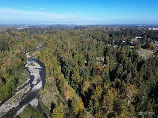 344 Dungeness Mdws, Sequim, WA 98382 - aerial overview of property's location featuring a heavily wooded area