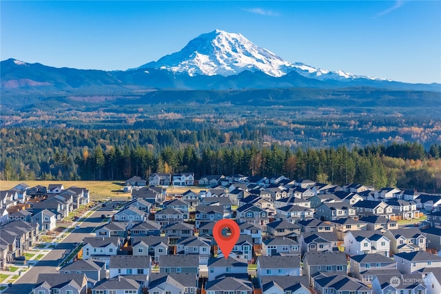 drone / aerial view with a mountain view