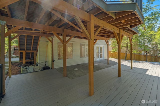 wooden terrace with french doors