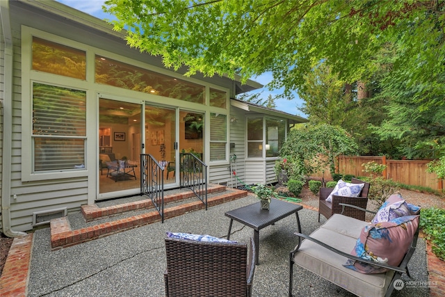 view of patio featuring an outdoor living space