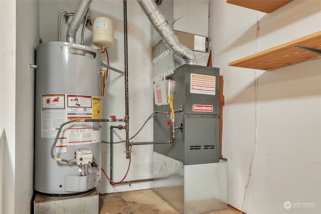 utility room with water heater