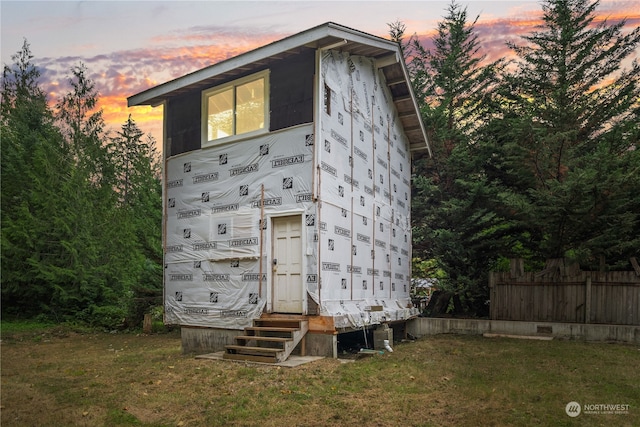 exterior space featuring a yard