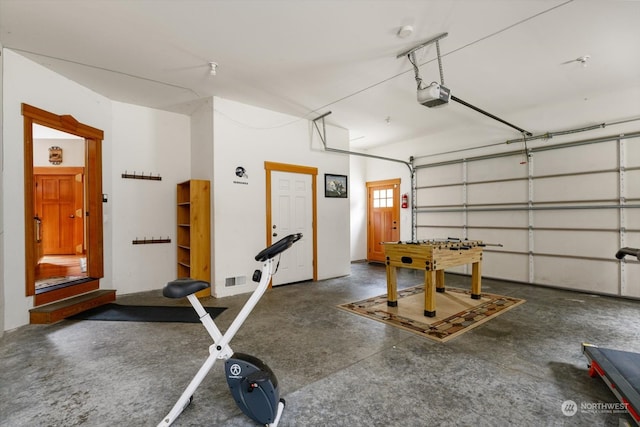 garage with a garage door opener