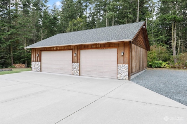 garage with wooden walls