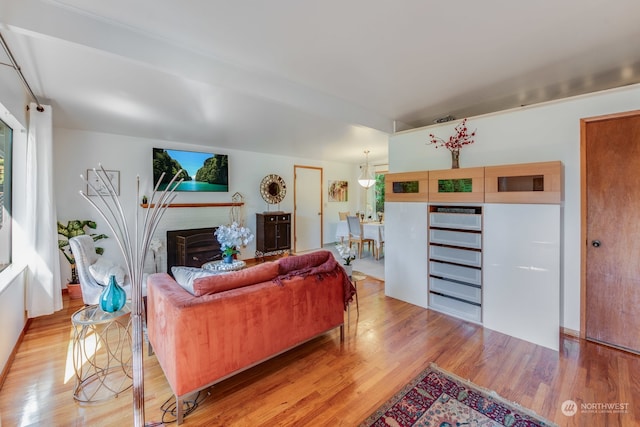 living room featuring light wood-type flooring