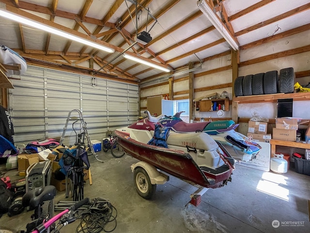 garage with a garage door opener