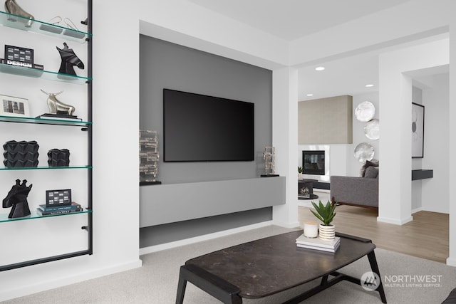 living room featuring light wood-type flooring