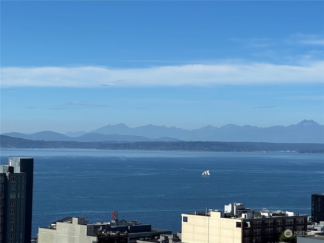 view of water feature with a mountain view