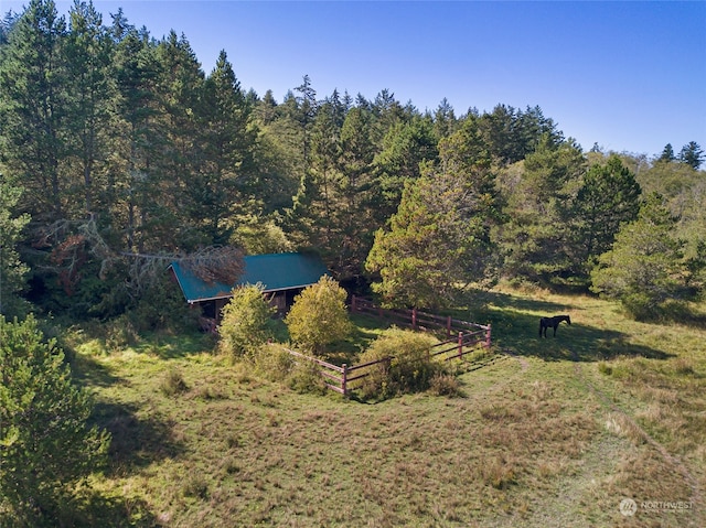 aerial view featuring a rural view