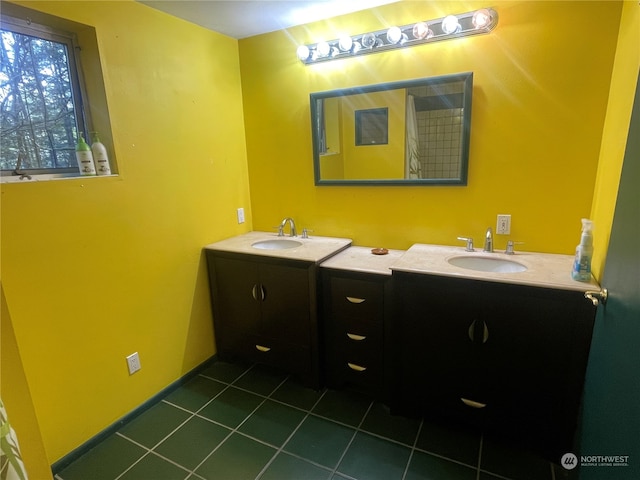 bathroom featuring vanity and tile patterned floors