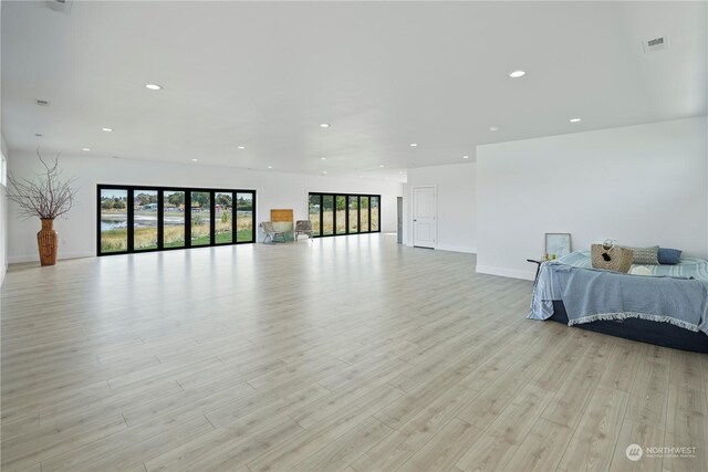 interior space with light hardwood / wood-style flooring