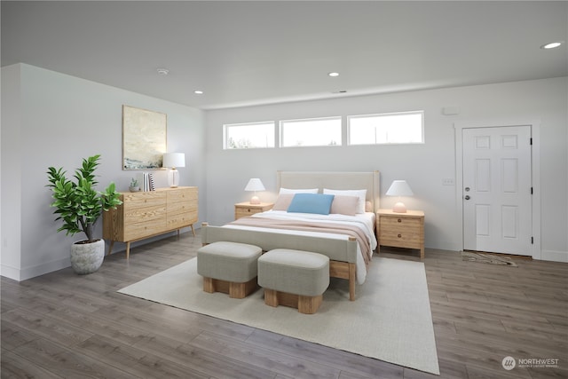 bedroom featuring dark wood-type flooring