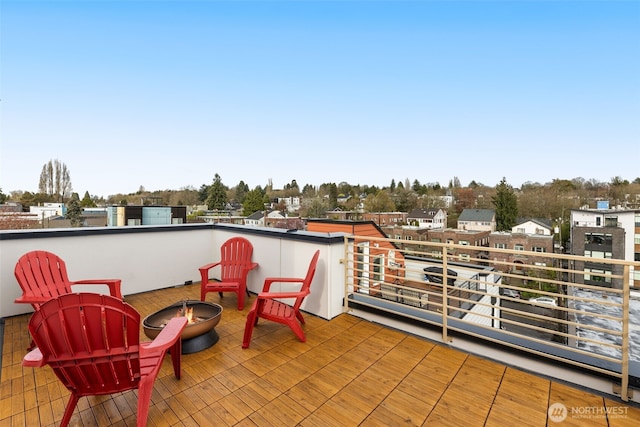 balcony with a fire pit
