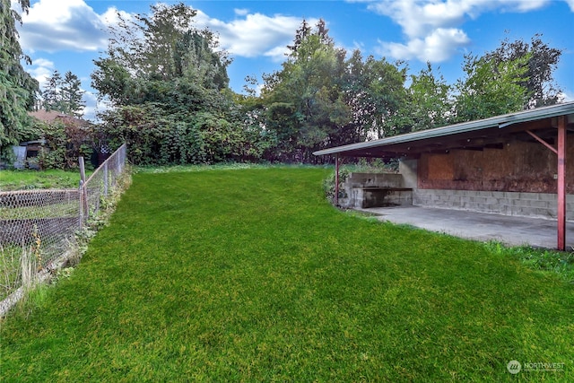 view of yard with a patio