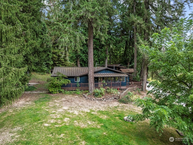 view of yard with a deck