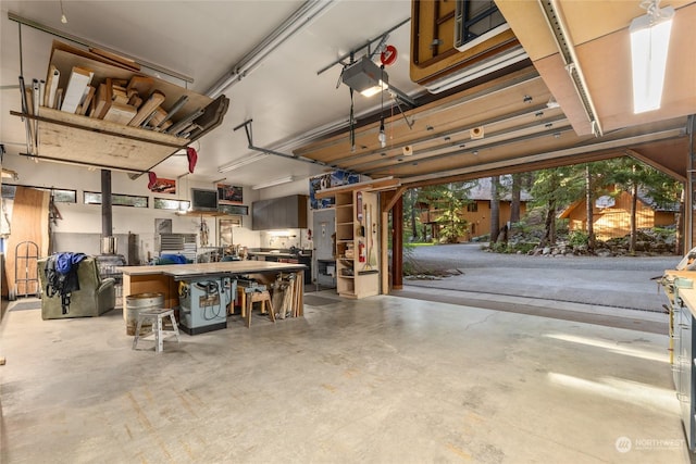 garage with a garage door opener