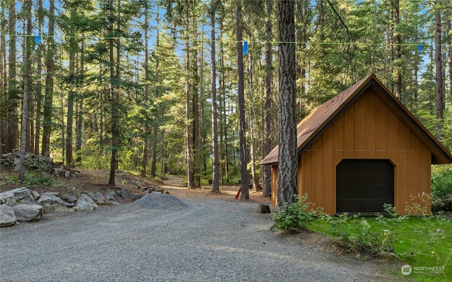 view of garage