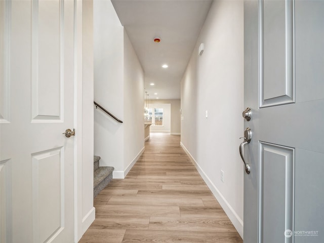 hall featuring light hardwood / wood-style flooring