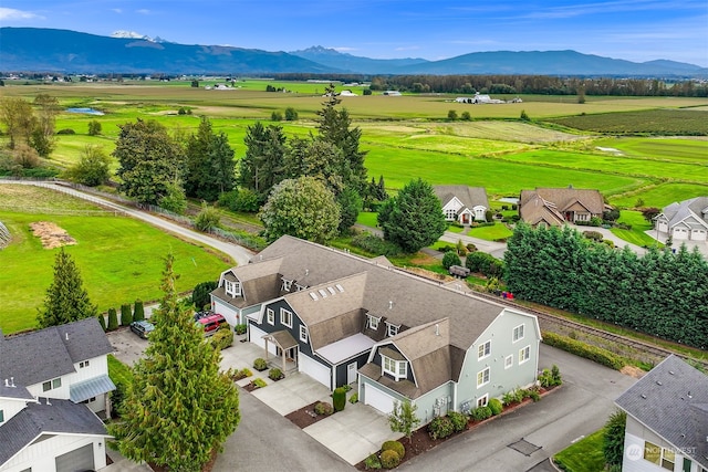 bird's eye view with a mountain view