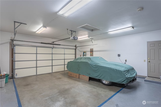 garage with a garage door opener