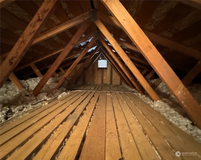 view of unfinished attic