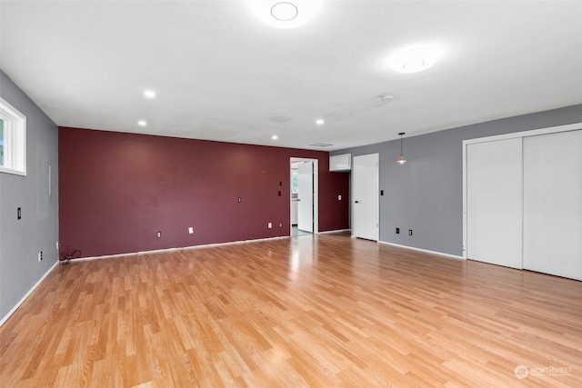 interior space with light hardwood / wood-style floors