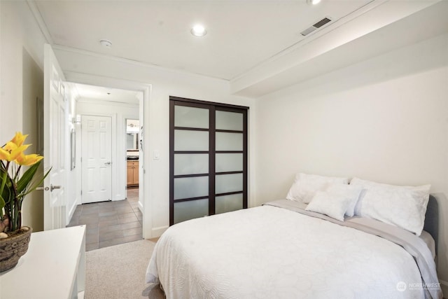 520 SE Columbia River Dr Unit 120, Vancouver, WA 98661 - bedroom featuring recessed lighting, tile patterned flooring, and visible vents
