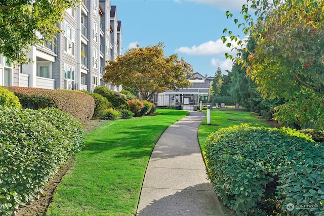 view of home's community featuring a yard