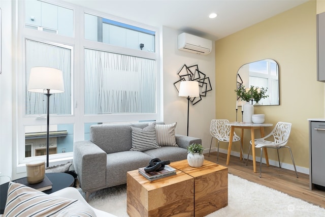 1325 NW 85th St, Seattle, WA 98117 - living room featuring light wood-type flooring and a wall mounted AC