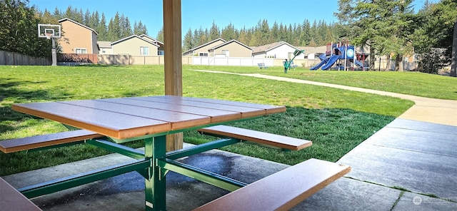 view of yard with a playground