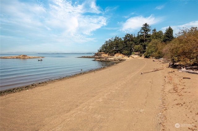 property view of water with a beach view