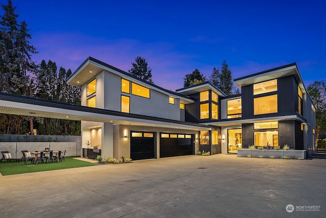 contemporary house featuring a garage