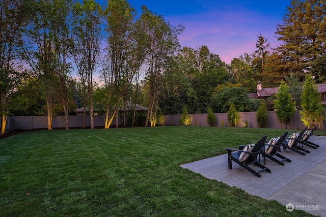 view of yard at dusk