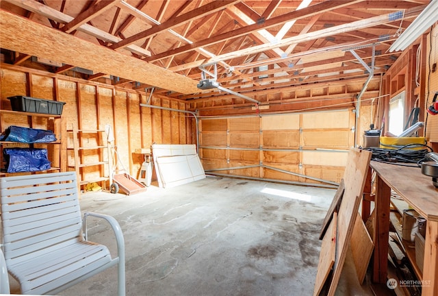 garage with a garage door opener