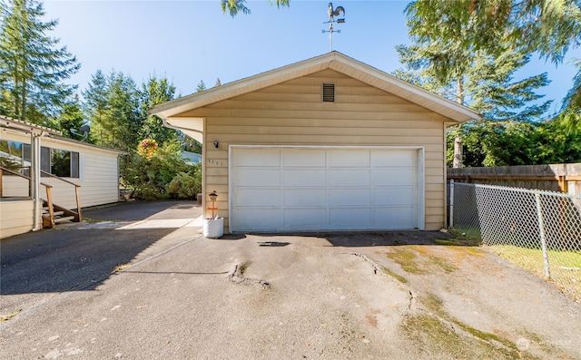 garage with wooden walls