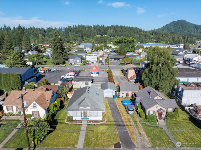 aerial view with a mountain view