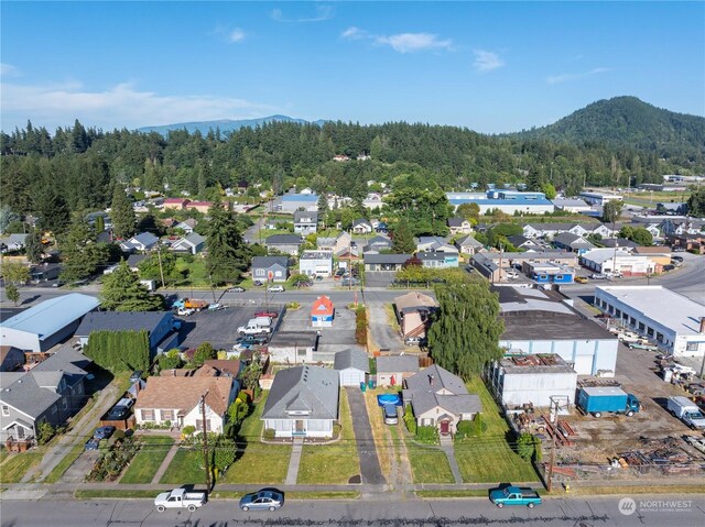 aerial view featuring a mountain view